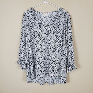 Melloday Black & White Floral Top 1X